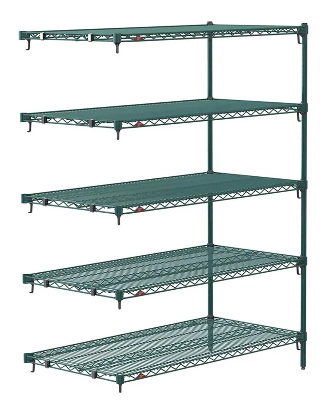 Metro Super Erecta® Metroseal® Green Wire Shelving Units & Add-Ons with 5 Super Adjustable Wire Shelves
