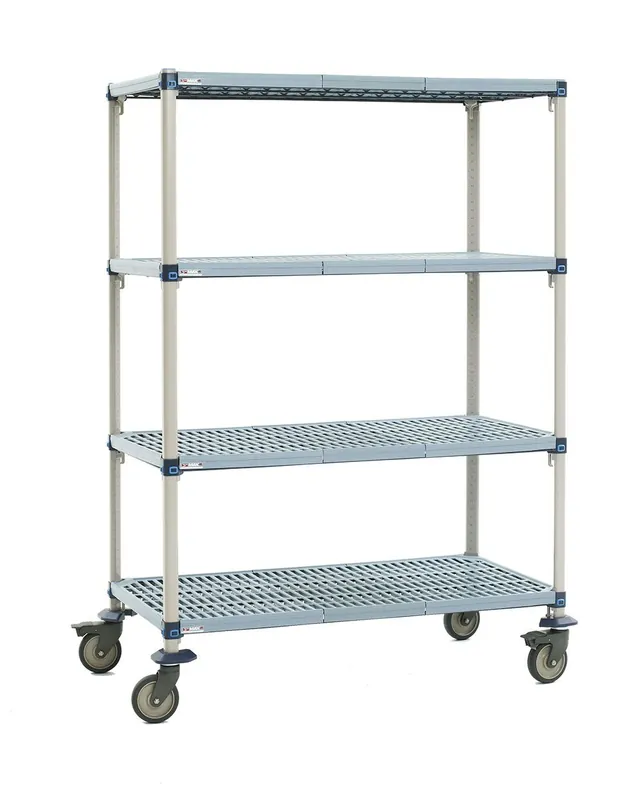 Metro MetroMax® Q Polyurethane Stem Caster Carts with Open Grid Shelves