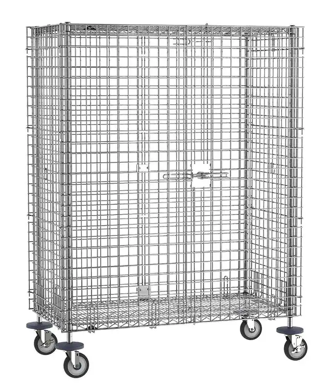 Metro Super Erecta® Chrome Security Carts with (2) Swivel & (2) Brake Polyurethane Casters