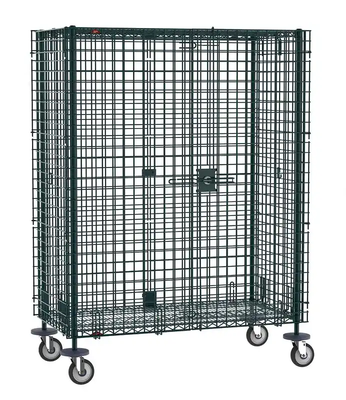 Metro Super Erecta® Metroseal® Green Security Carts with Swivel Polyurethane Casters