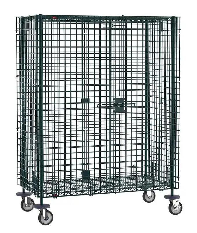 Metro Super Erecta® Metroseal® Green Security Carts with (2) Swivel & (2) Brake Polyurethane Casters