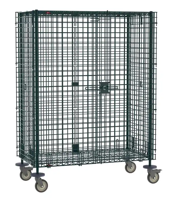 Metro Super Erecta® Metroseal® Green Security Carts with Polyurethane Casters