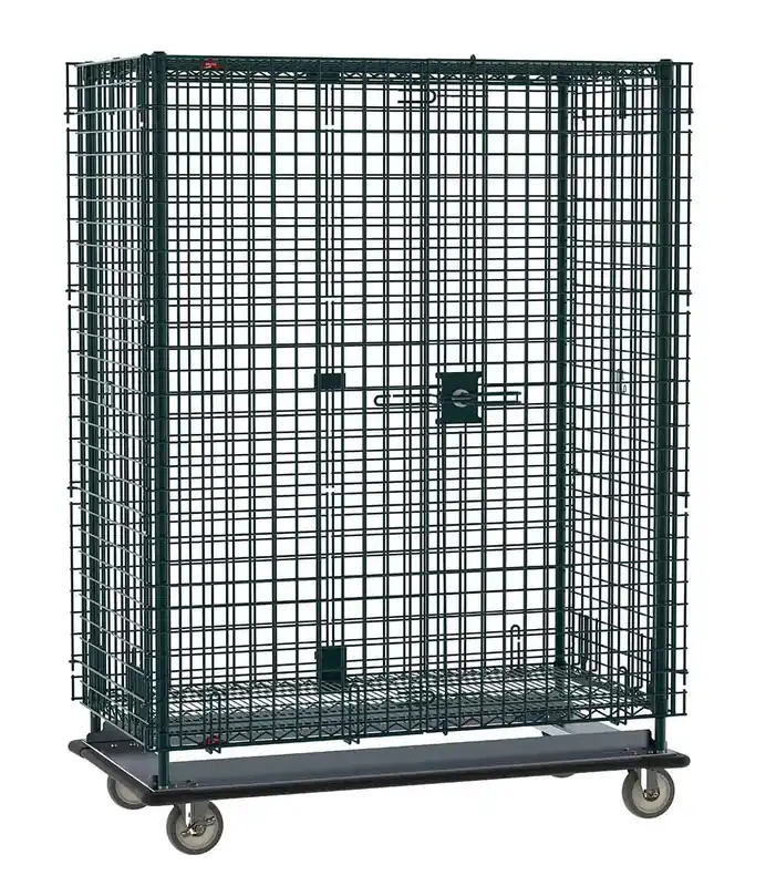 Metro Super Erecta® Heavy-Duty Metroseal® Green Security Carts with Aluminum Dolly