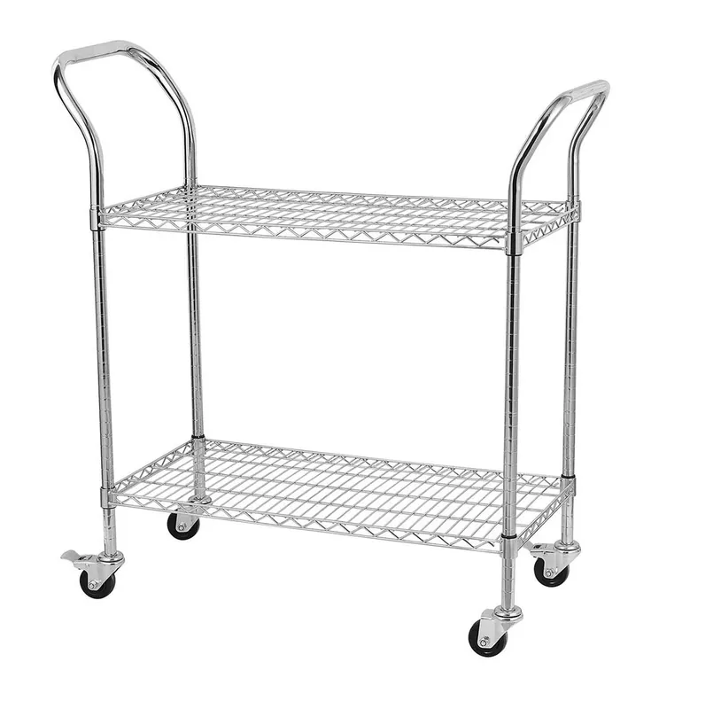 BUILT RIGHT Utility Carts with 2 Stainless Steel Wire Shelves
