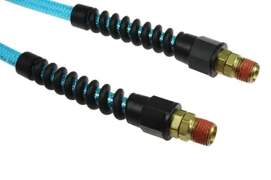 Coilhose Pneumatics PUE14-50B-T Flexeel Coil, 1/4" x 50‘, 1/4" NPT Swivel Strain Relief Fittings,