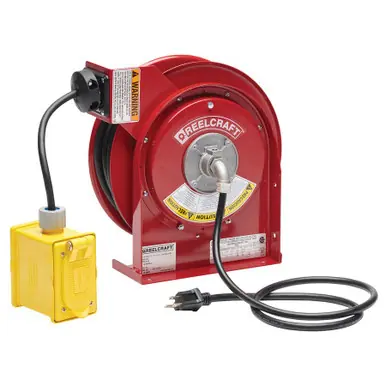 Reelcraft L-4545-123-7 - 12/3 x 45ft 15A Duplex Outlet Box GFCI Electric Cord Reel