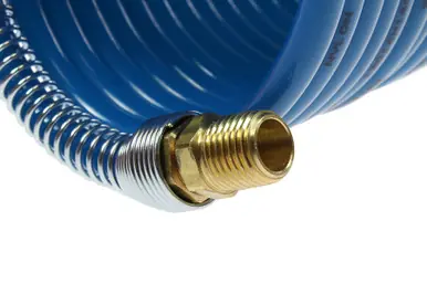 Coilhose Pneumatics S38-50 Stowaway Nylon Coil, 3/8" x 50‘, 3/8" NPT Rigid Fittings, Blue
