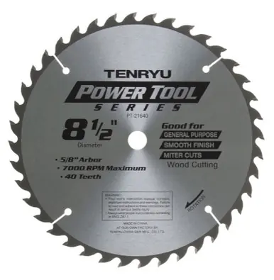 TENRYU PT-21640 - 8-1/2" Wood Blade 40T 5/8" Arbor, 0.087 Kerf, 7000 Rpm, Miter