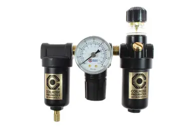 Coilhose Pneumatics MFRL1-GM 1/8" Miniature Filter/Regulator/Lubricator, Gauge, Metal Bowl