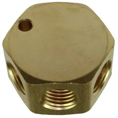 Coilhose Pneumatics 3122 - 3 Port Flat Hex Manifold 1/4" In x 1/4" Out