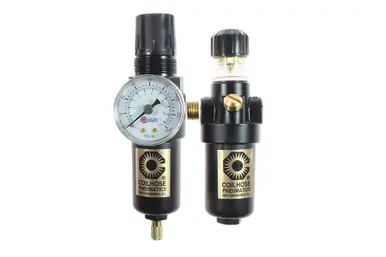 Coilhose Pneumatics MFCL2-GM 1/4" Mini Integral Filter/Regulator + Lubricator, Gauge, Metal Bowl