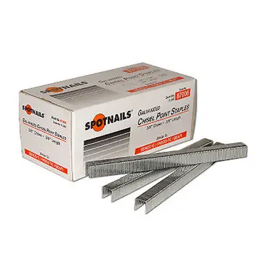 Spotnails 87006 - 22 Gauge 3/8" Galvanized Crown Fine Wire Staples, 10,000ct