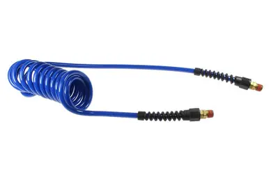 Coilhose Pneumatics PU38-50B-B Flexcoil, 3/8" x 50‘, 3/8" NPT Swivel Strain Relief Fittings, Blue