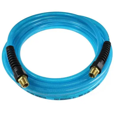 Coilhose Pneumatics PFE80508T Flexeel Hose, 1/2" x 50‘, 1/2" MPT Reusable Fittings, Transparent Blue