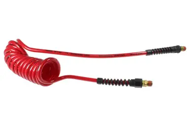 Coilhose Pneumatics PU38-50B-R Flexcoil, 3/8" x 50‘, 3/8" NPT Swivel Strain Relief Fittings, Red