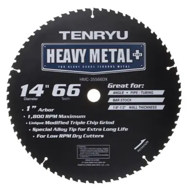 TENRYU HMC-35566DX - 14" x 66T Heavy Metal Plus Alloy Teeth Saw Blade