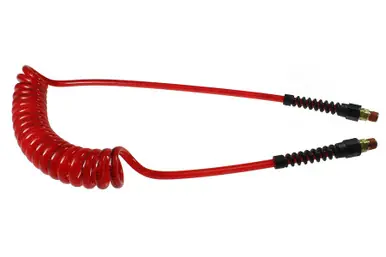 Coilhose Pneumatics PUE38-504B-TR Flexeel Coil, 3/8" x 50‘, 1/4" NPT Swivel Strain Relief Fittings,