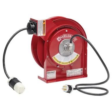 Reelcraft L-4545-123-3B - 12/3 x 45 ft. 20A, Twistlock End Electric Cord Reel