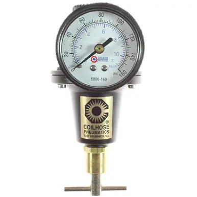 Coilhose Pneumatics 8808GLK Heavy Duty Series Regulator, 1", Gauge, Tamperproof, 0-60 psi