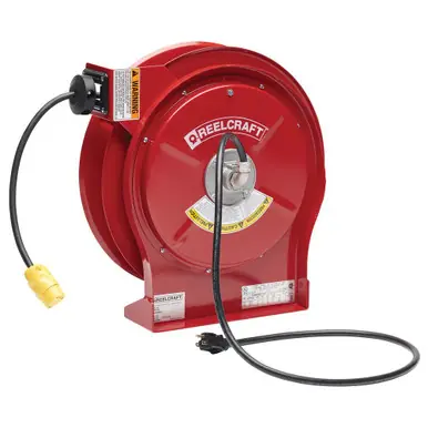Reelcraft L-5550-123-3 - 12/3 x 50 ft. 15A, Single Outlet Electric Cord Reel