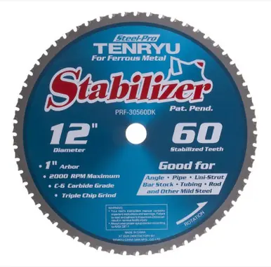 TENRYU PRF-30560DK - 12" Ferrous Metal Cutting Saw Blade 60T 1" Arbor