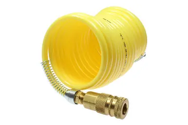 Coilhose Pneumatics N38-25CC15 Nylon Coil, 3/8" x 25‘, 1/4" Industrial Coupler & Connector, Yellow