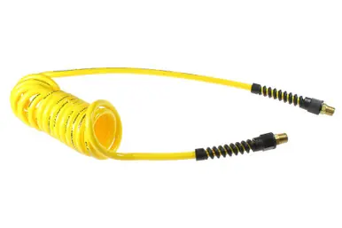 Coilhose Pneumatics PU38-50-Y Flexcoil, 3/8" x 50‘, 3/8" NPT Rigid Strain Relief Fittings, Yellow