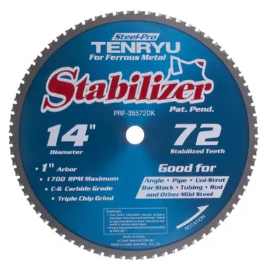 TENRYU PRF-35572DK - 14" Ferrous Metal Cutting Saw Blade 72T 1" Arbor