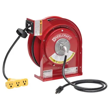 Reelcraft L-4545-123-9 - 12/3 x 45 ft. 15A, Triple-Tap Electric Cord Reel