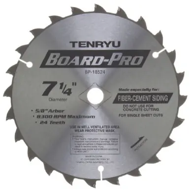 TENRYU BP-18524 - 7-1/4" Board-Pro Blade Fiber-Cement Siding 24 Teeth