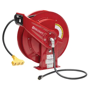 Reelcraft L-70100-123-9 - 12/3 x 100 ft. 15A, Triple-Tap Electric Cord Reel