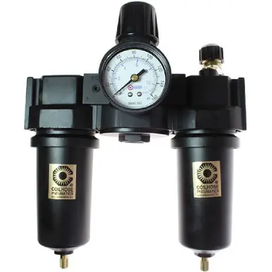 Coilhose Pneumatics 27FRL3-GM 27 Series 3/8" Filter + Regulator + Lubricator, Gauge, Metal Bowl