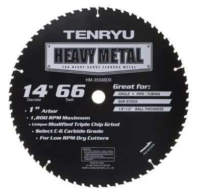 TENRYU HM-35566DX - 14" x 66T Heavy Metal Thin-Kerf C6 Micro-grain Carbide Blade