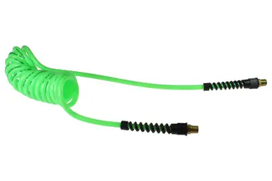 Coilhose Pneumatics PU38-504-G Flexcoil, 3/8" x 50‘, 1/4" NPT Rigid Strain Relief Fittings, Green