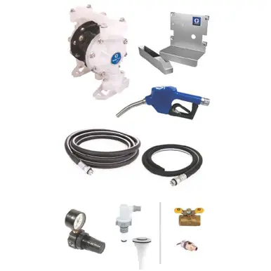 GRACO 24F878 - SD Blue Pump Tote Package - Suction Hose, 3/4" x 6 ft, Length - Automatic Nozzle -