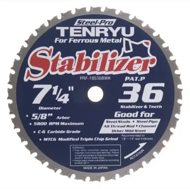 TENRYU PRF-18536BWK - 7-1/4" Ferrous Metal Saw Blade 36T 5/8 Arbor