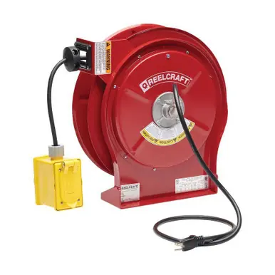 Reelcraft L-5550-123-7 - 12/3 x 50 ft. 15A, Duplex Outlet Box GFCI Electric Cord Reel
