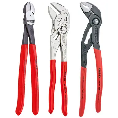 KNIPEX 9K0080117US 3 Pc 10" Pliers Set (87 01 250, 86 03 250, 74 01 250)