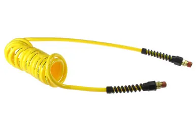 Coilhose Pneumatics PU38-50B-Y Flexcoil, 3/8" x 50‘, 3/8" NPT Swivel Strain Relief Fittings, Yellow