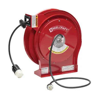 Reelcraft L-5550-123-3B - 12/3 x 50ft 20A, Single Outlet Twistlock Electric Cord Reel