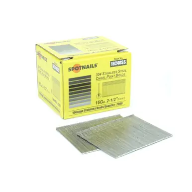 Spotnails 16240SS - 16 Gauge 2-1/2" Straight Brads 304 Stainless 2500ct