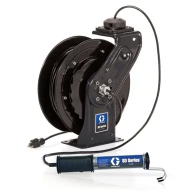 GRACO 24Y870 - SD5 Series 120V LED Light Reel, 50 ft, 16/3, Black