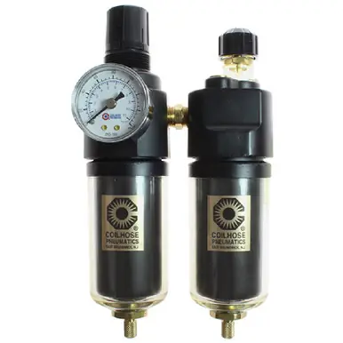 Coilhose Pneumatics 26FCL2-GS 26 Series 1/4" Integral F/R & Lubricator, Gauge, Metal Bowl w/ Sight