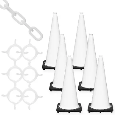 Mr. Chain 93201-6 28" Traffic Cone and Chain Kit White