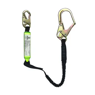 Safewaze FS575 - High Profile Energy Absorbing Elastic Lanyard w/ Rebar & Snap Hook