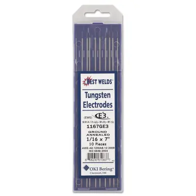 BEST WELDS 900-1167GE3 - Tungsten Electrode, E3, 7" Size 1/16
