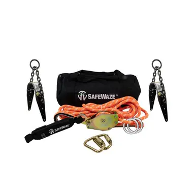 Safewaze 019-8008 - 2 Person Rope Horizontal Lifeline Kit with Chain Anchors