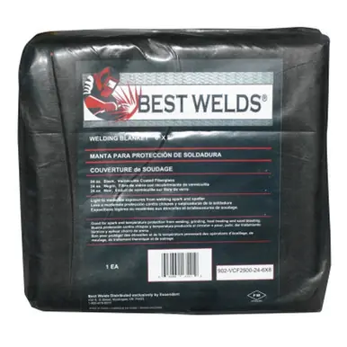 BEST WELDS 902-VCF2500-24-6X8 - Welding Blanket, 8ft X 6ft, Fiberglass, Black, 24 oz