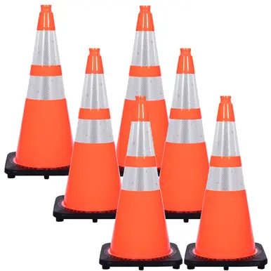 Mr. Chain 97580-6 28" Revolution Series Traffic Cones Reflective (6 Pack) Traffic Orange