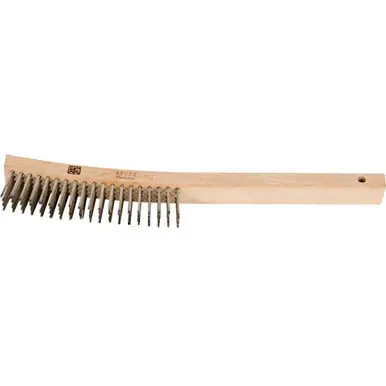 PFERD 85008 Curved Handle Scratch Brush, 4x19 Rows, SS Wire, Wooden Block (12pk)